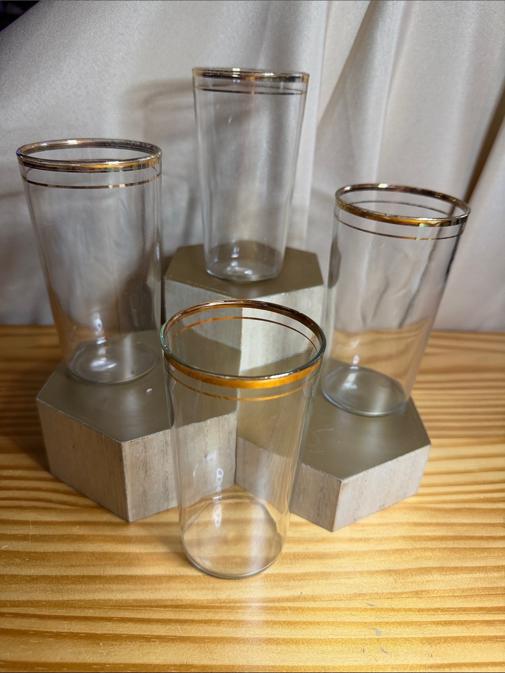 Vintage Libbey Gold Rim Glasses Tumblers Set of 4
